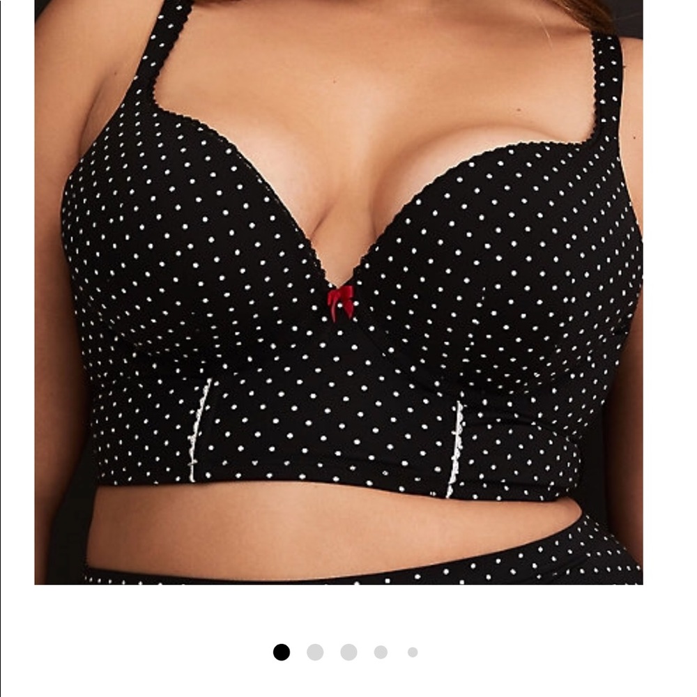 BLACK & WHITE POLKA DOT PUSH-UP PLUNGE BRA